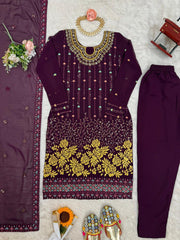 Precious Heavy Work Wine Color Salwar Suit