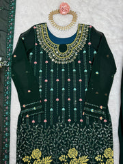 Precious Heavy Work Green Color Salwar Suit