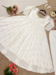 Beautiful Georgette White Color Full Sleeve Gown