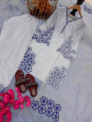 Stylish Sky Blue Color Embroidery Work Palazzo Style