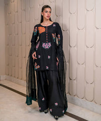 Trendy Black Color Flower Printed Salwar Suit
