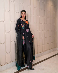 Trendy Black Color Flower Printed Salwar Suit
