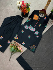 Trendy Black Color Flower Printed Salwar Suit