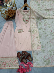 Light Pink Color Sequence Work Palazzo Salwar Suit