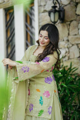 Precious Pista Color Embroidered Casual Wear Sharara Suit