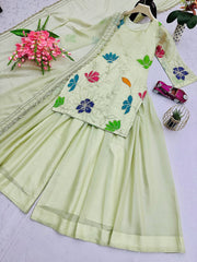 Precious Pista Color Embroidered Casual Wear Sharara Suit
