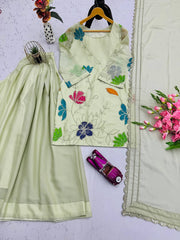 Precious Pista Color Embroidered Casual Wear Sharara Suit