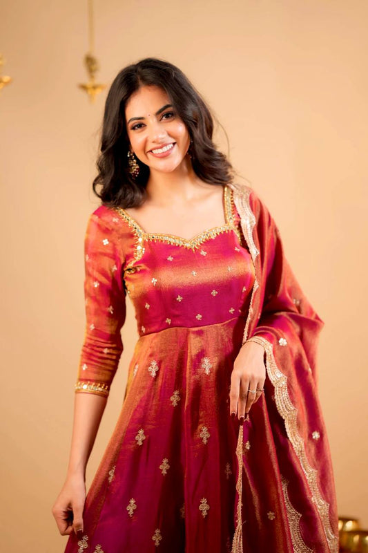 Red Color Sequence Work Exclusive Gown