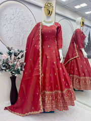 Red Color Sequence Work Exclusive Gown