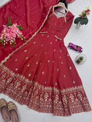 Red Color Sequence Work Exclusive Gown