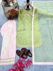Punjabi Style Pista Color Sequence Work  Palazzo Suit