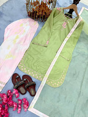 Punjabi Style Pista Color Sequence Work  Palazzo Suit