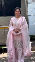 Pink Color Embroidery Work Patiyala Suit