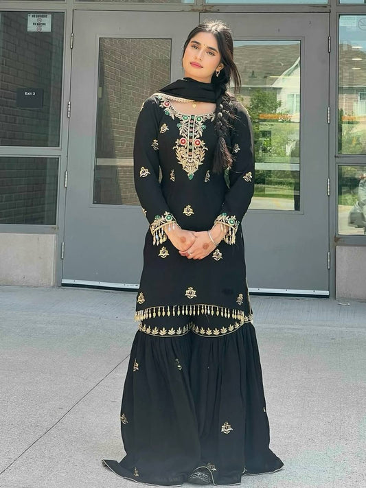 Black Color Sequence Work Sharara Suit