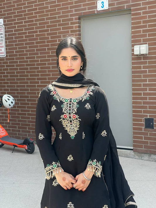 Black Color Sequence Work Sharara Suit