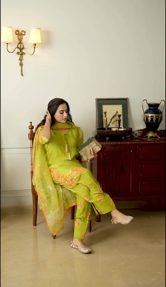 Good Looking Green Color Embroidery Work Salwar Suit