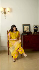 Good Looking Yellow Color Embroidery Work Salwar Suit