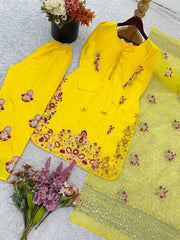 Good Looking Yellow Color Embroidery Work Salwar Suit