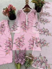 Beautiful Georgette Pink Color Full Sleeve Palazzo Suit