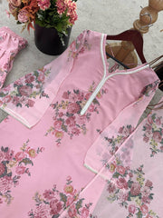 Beautiful Georgette Pink Color Full Sleeve Palazzo Suit