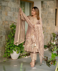 Delightful Embroidery Work Beige Color Anarkali Suit