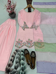 Graceful Peach Color Embroidered Fancy Salwar Suit