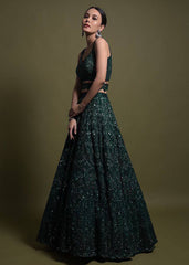 Bridal Wear Heavy Green Color Lehenga Choli and Dupatta Set