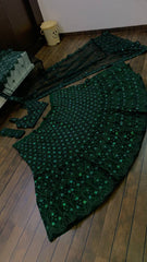 Bridal Wear Heavy Green Color Lehenga Choli and Dupatta Set