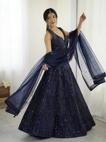 Marriage Special Dori Work Navy Blue Color Lehenga Choli