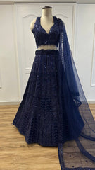 Marriage Special Dori Work Navy Blue Color Lehenga Choli