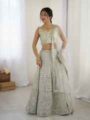 Marriage Special Grey Color Sequence Work Lehenga Choli