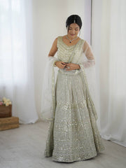 Marriage Special Grey Color Sequence Work Lehenga Choli