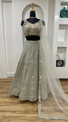 Marriage Special Grey Color Sequence Work Lehenga Choli