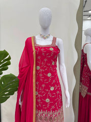 Pink Color Sequence Work Outstanding Sharara Suit