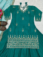 Adorable Rama Color Top With Lehenga