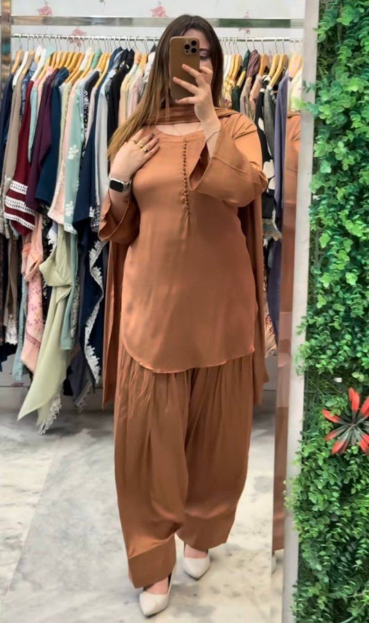 Patiala Style Brown Color Salwar Suit