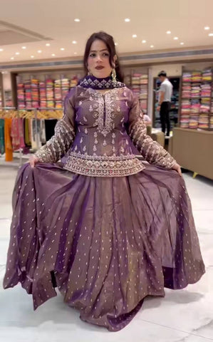 Designer Heavy Work Onion Color Top With Lehenga