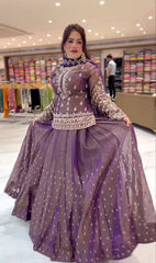 Designer Heavy Work Onion Color Top With Lehenga