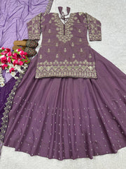 Designer Heavy Work Onion Color Top With Lehenga