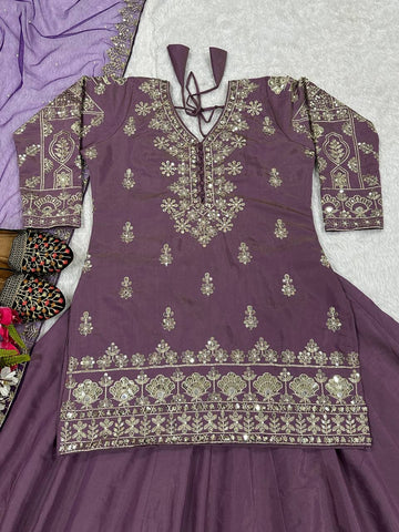 Designer Heavy Work Onion Color Top With Lehenga