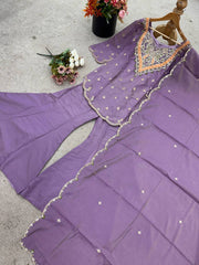 Attractive Party Wear Lavender Color Silk Palazzo Suit