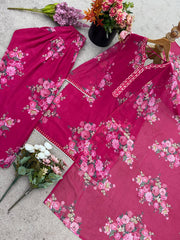 Beautiful Georgette Dark Pink Color Full Sleeve Palazzo Suit