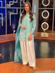 Georgette Sky Blue Color Patiala Style Salwar Suit