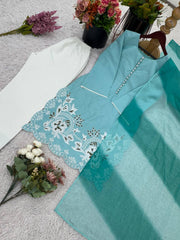 Georgette Sky Blue Color Patiala Style Salwar Suit