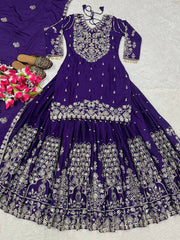 Classic Purple Color Silk Top and Lehenga Set