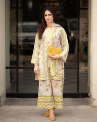 Trendy Digital Print Off White Color Co-ord set