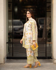 Trendy Digital Print Off White Color Co-ord set