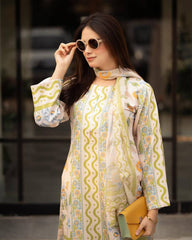 Trendy Digital Print Off White Color Co-ord set