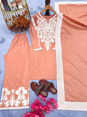 Elegant Peach Color Satin Silk Palazzo Suit