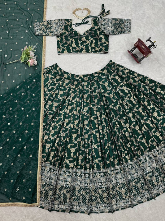 Amazing Sequence Work Green Color Lehenga Choli